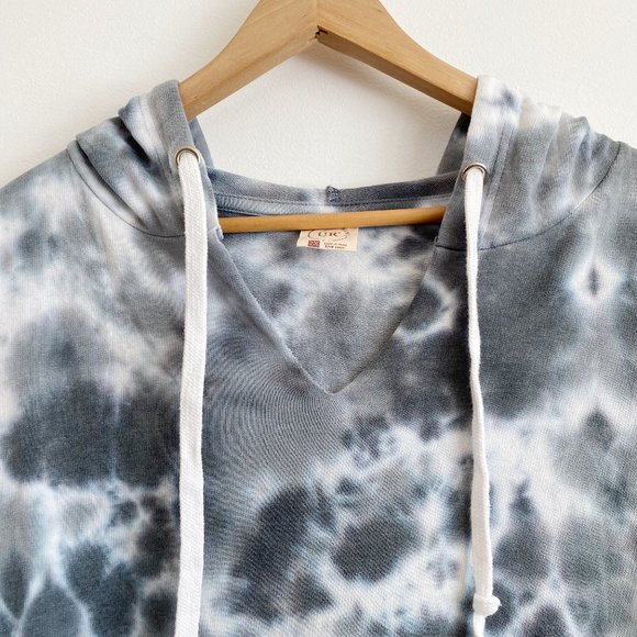 URBAN REBEL Women's Hoodie, Tie Dye Light Hooded Sweatshirt, Gray, 2X - Picture 2 of 9